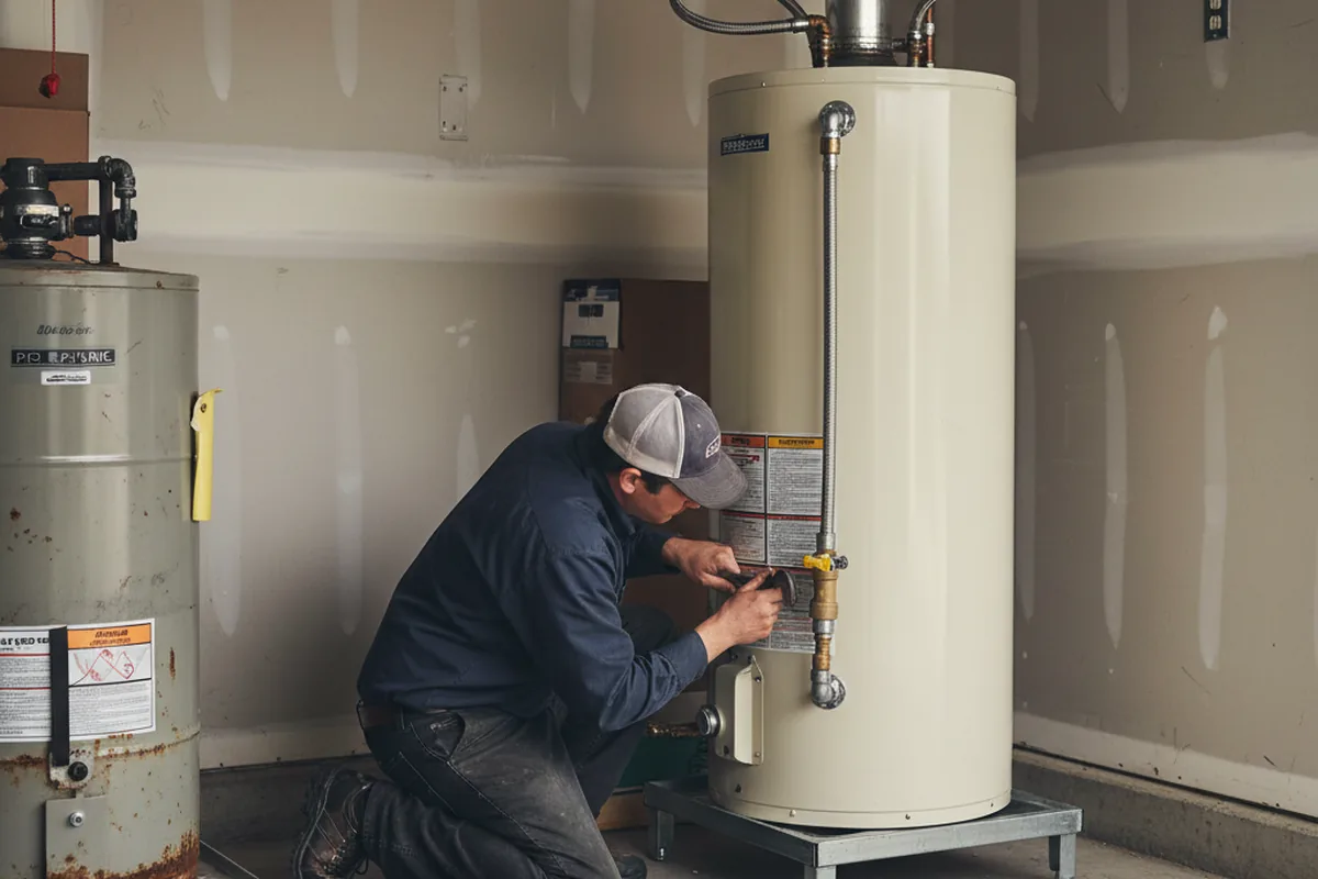 Water heater and shutoff valve replacement in Aguila