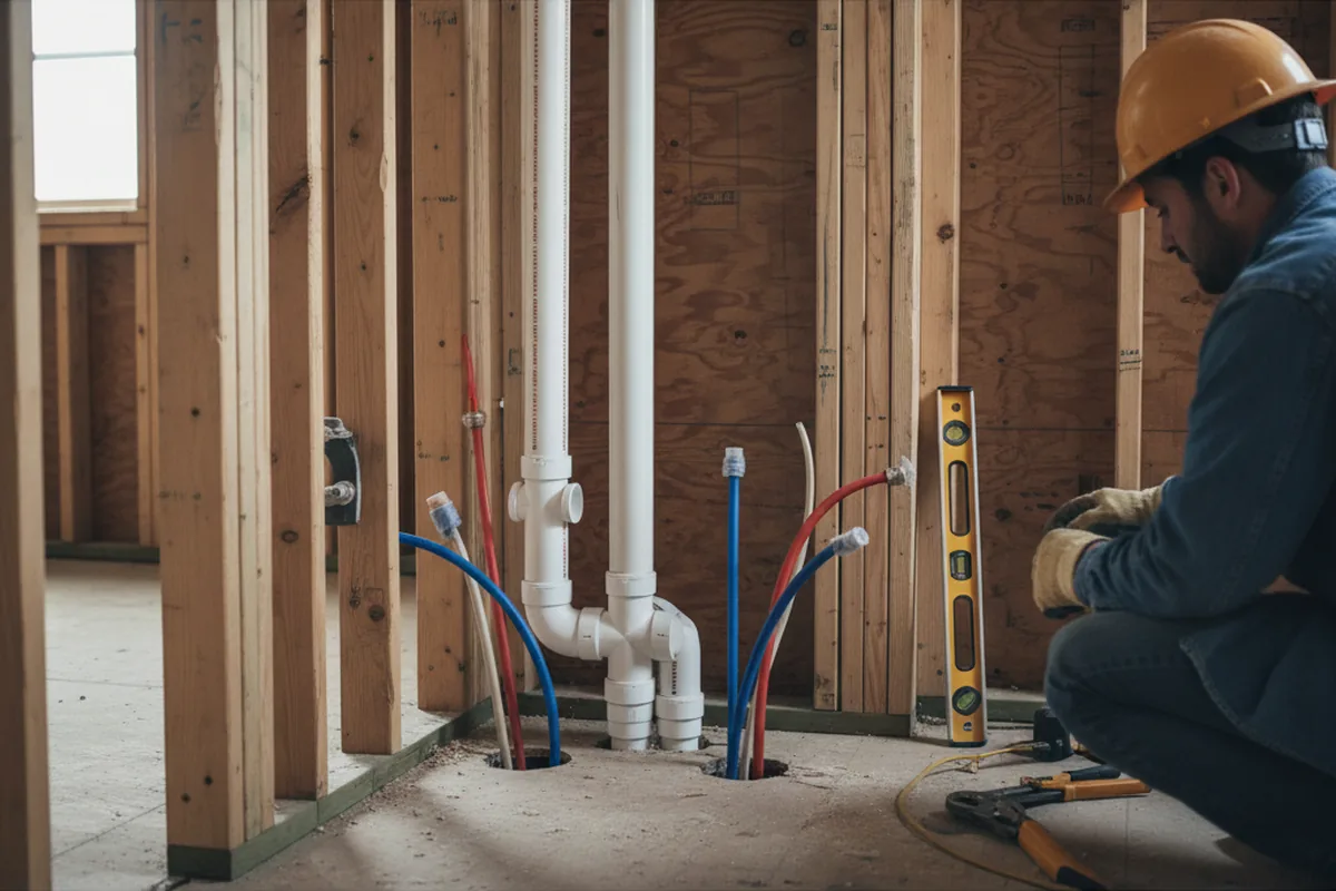 Drain and supply rough-in during Leak Detection in Aguila